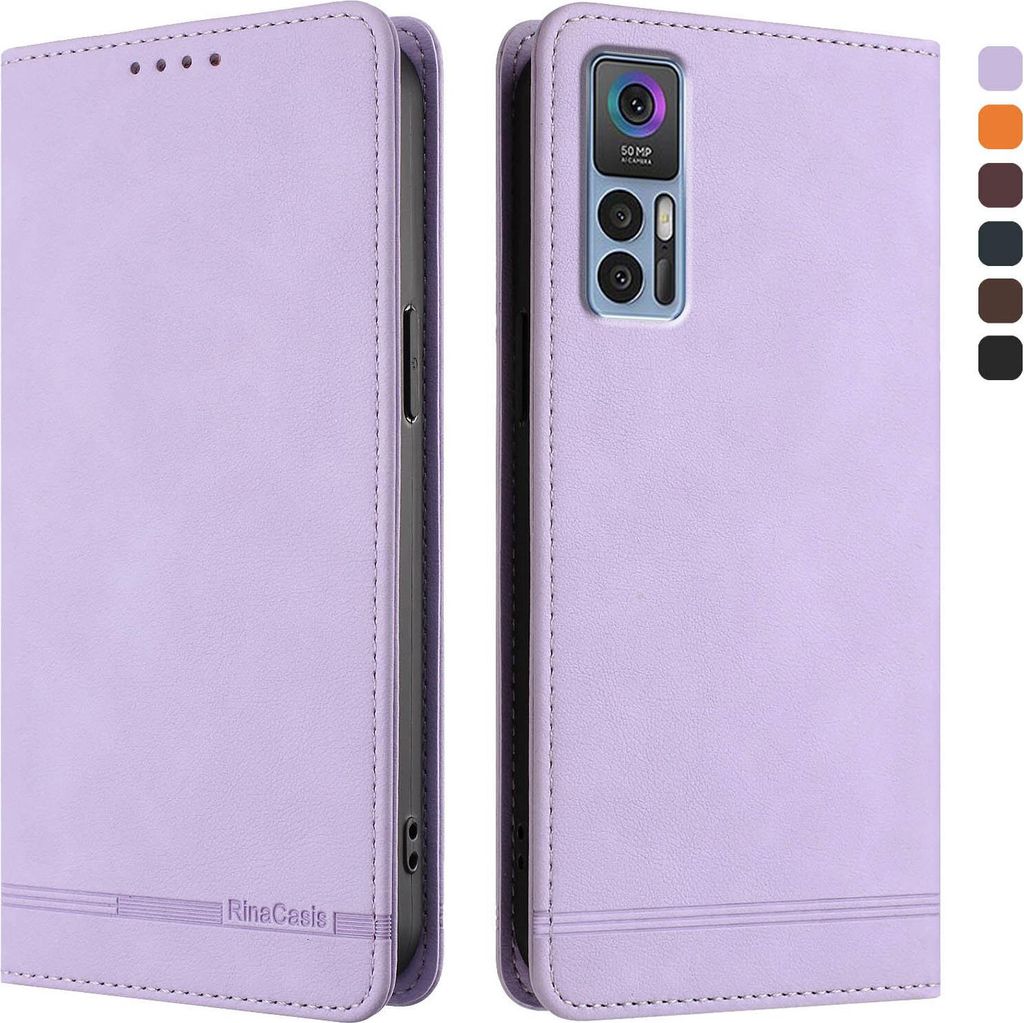 Hülle für TCL 30 4G/TCL 30 5G/TCL 30+, Retro Kunstleder Ständer Klapphülle mit Kartenfächer und Magnetische Violett