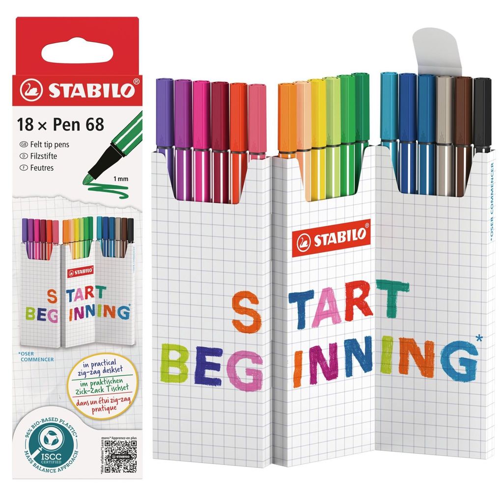 STABILO Pen 68 marcatore Medio Multicolore 18 pz Immagine del prodotto 