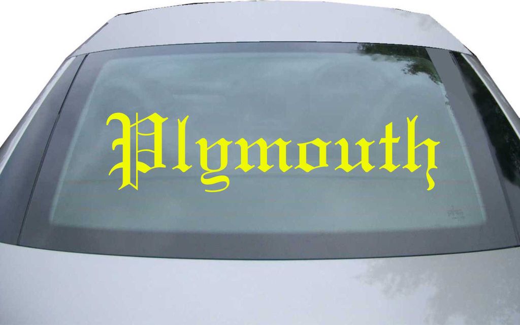 Indigos UG - Aufkleber Heckscheibe & Motorklappe DE6657 - neongelb - 600x142 mm - Plymouth - Auto Scheiben Fenster Heckklappe Tuning Racing JDM - D...