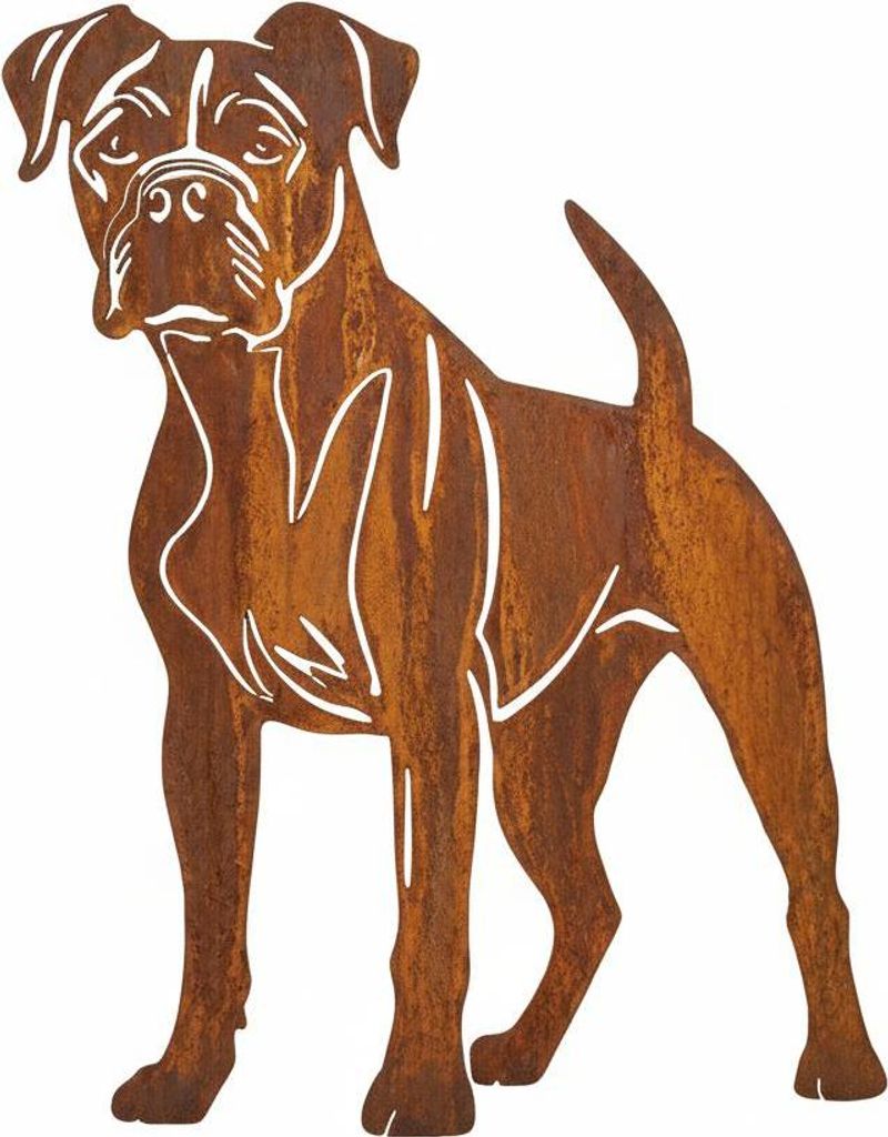 Edelrost Boxer - Rost Deko Hund Rostfigur Gartendeko für Produktbild 