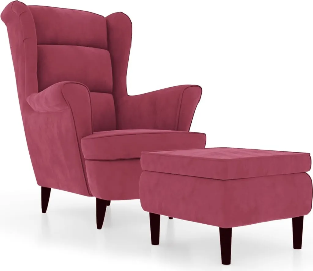 Fauteuil à oreilles de lecture velours rouge vin - Coin détente cosy