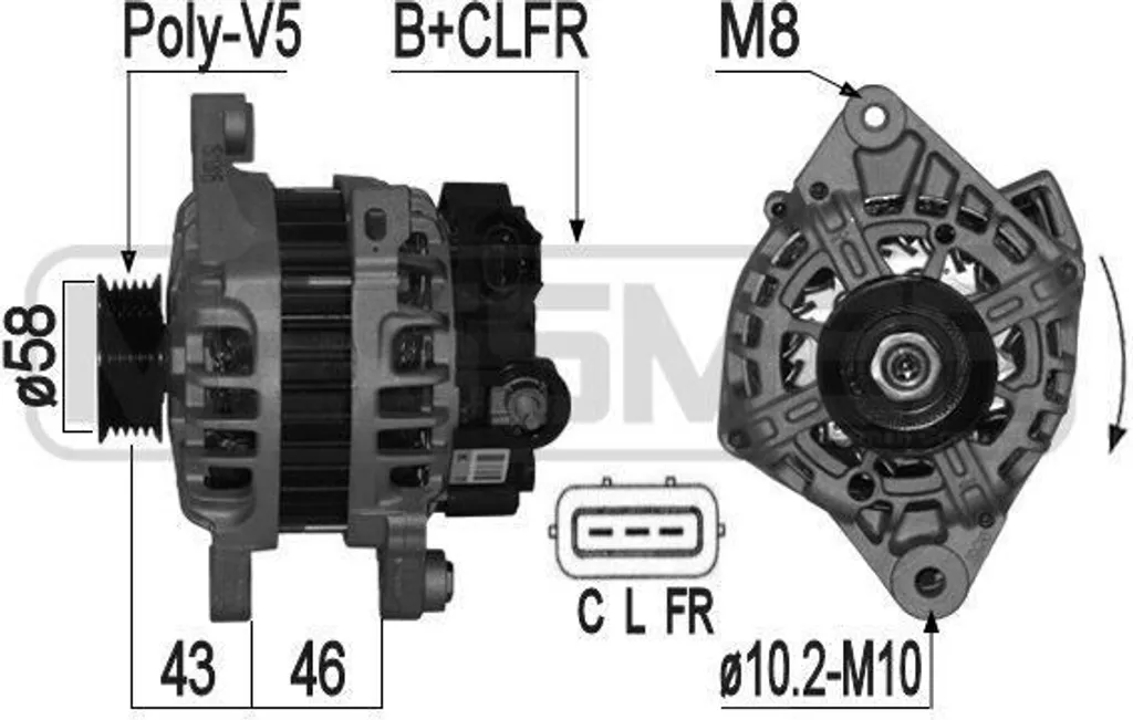 Alternateur ERA 209127A pour Hyundai i30 et Kia Ceed - OE 37300-03355