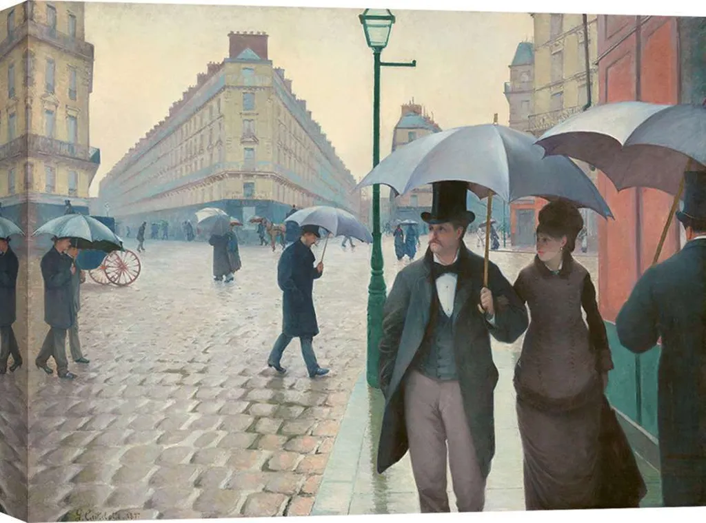 Toile Caillebotte Paris pluie 120x90 cm - Impression HD grand format
