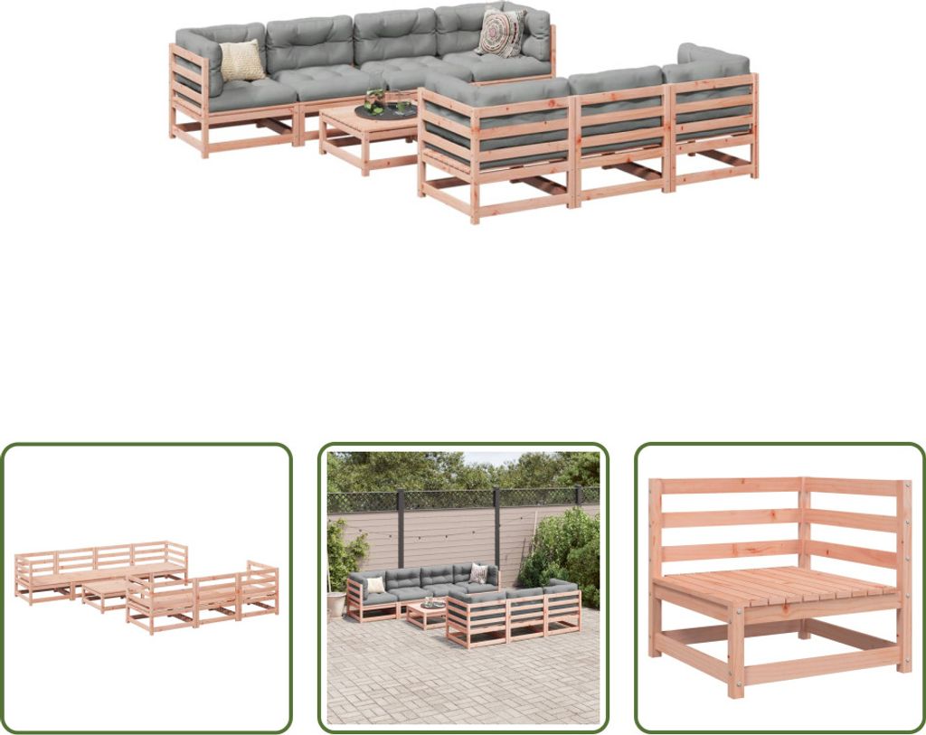 The Living Store 8-tlg. Garten-Sofagarnitur Massivholz Douglasie