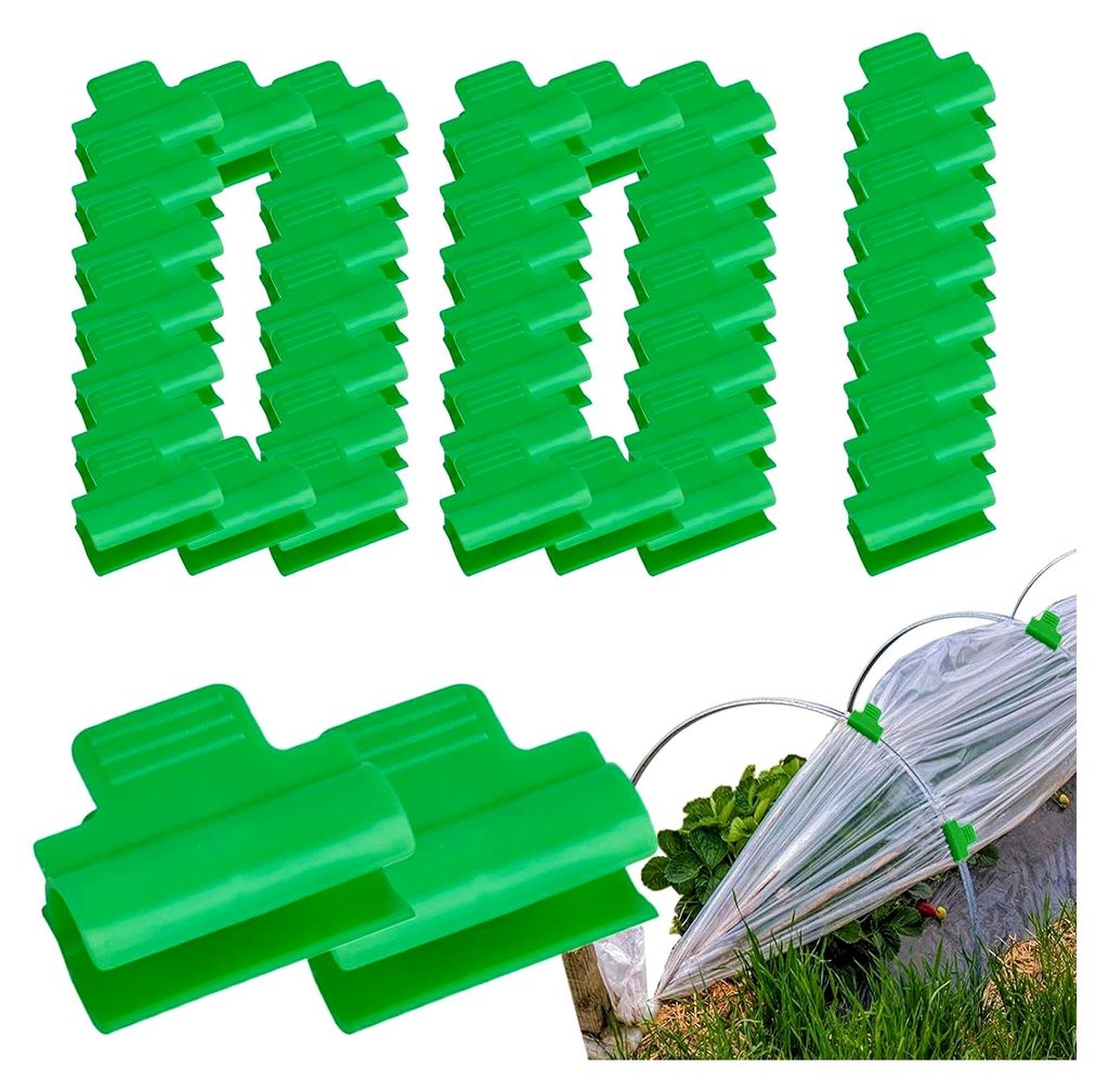 Garten Clips - 100 Stück | Stabile Halterungen und Befestigungswerkzeuge für Gewächshaus, Innenanbau und Schattierung