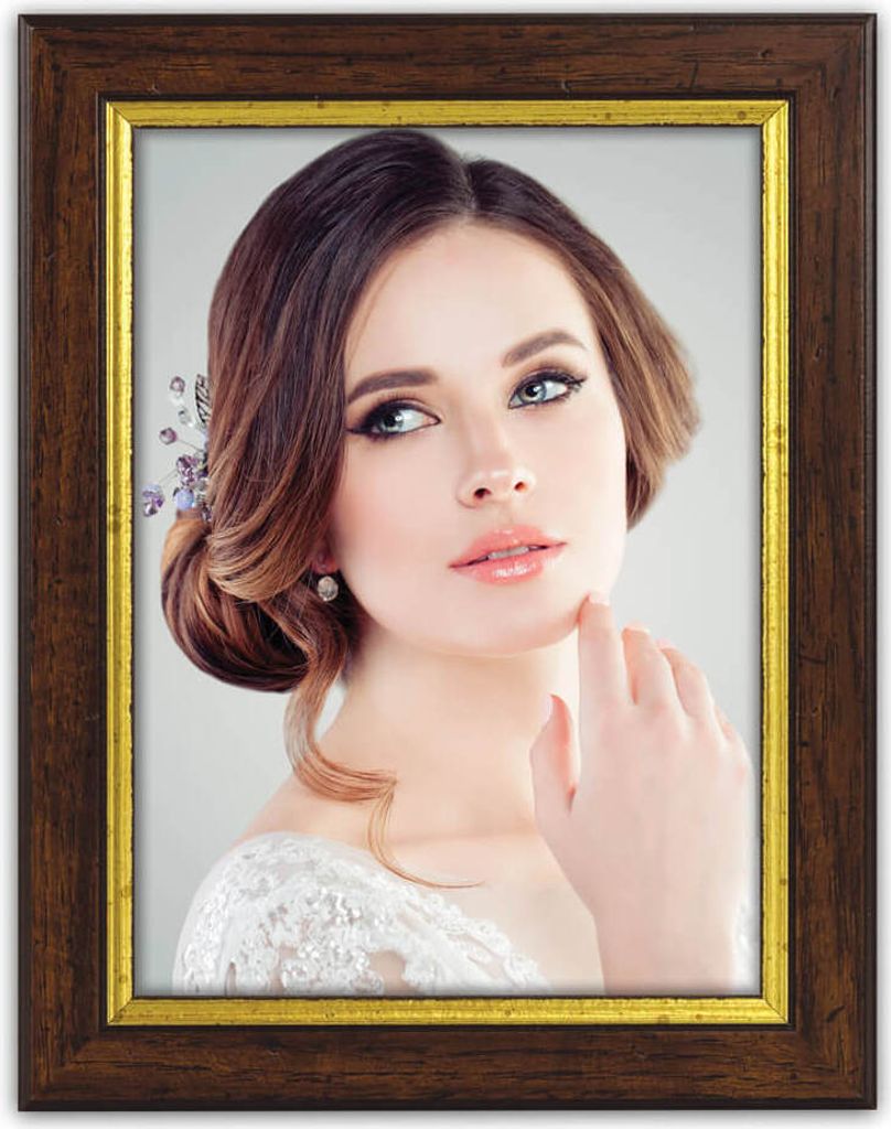 Vintage Holz Bilderrahmen rechteckig braun-weiss für 13x18 cm