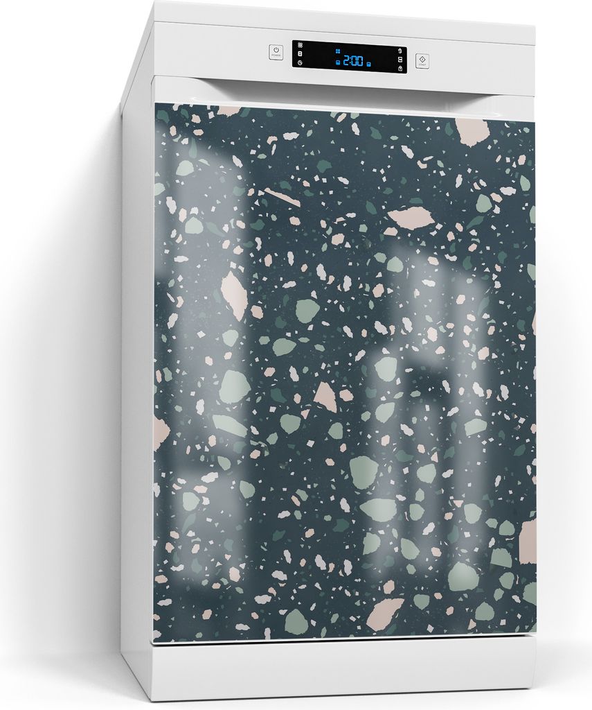DEQORI Magnetmatte Spülmaschine Standard 60x80 cm 'Grüner Terrazzo' Magnetfolie Deko-Folie