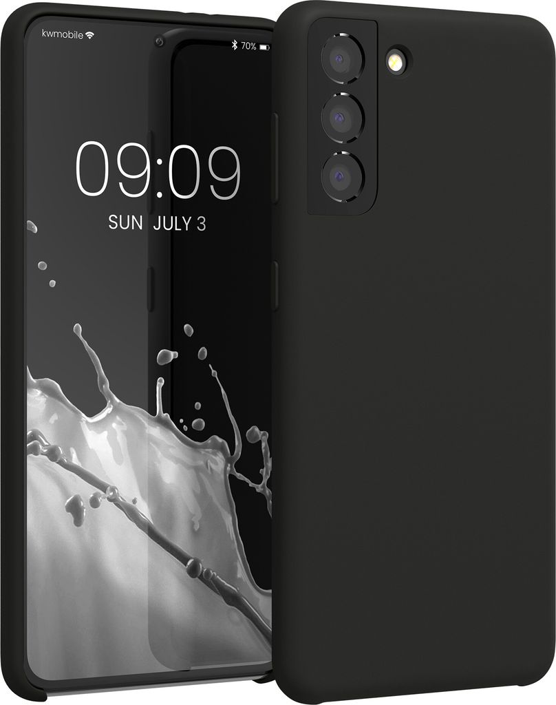 kwmobile Hülle kompatibel mit Samsung Galaxy S21 Hülle - Silikon Handy Case - Handyhülle weiche Oberfläche - kabelloses Laden - Dunkelgrau