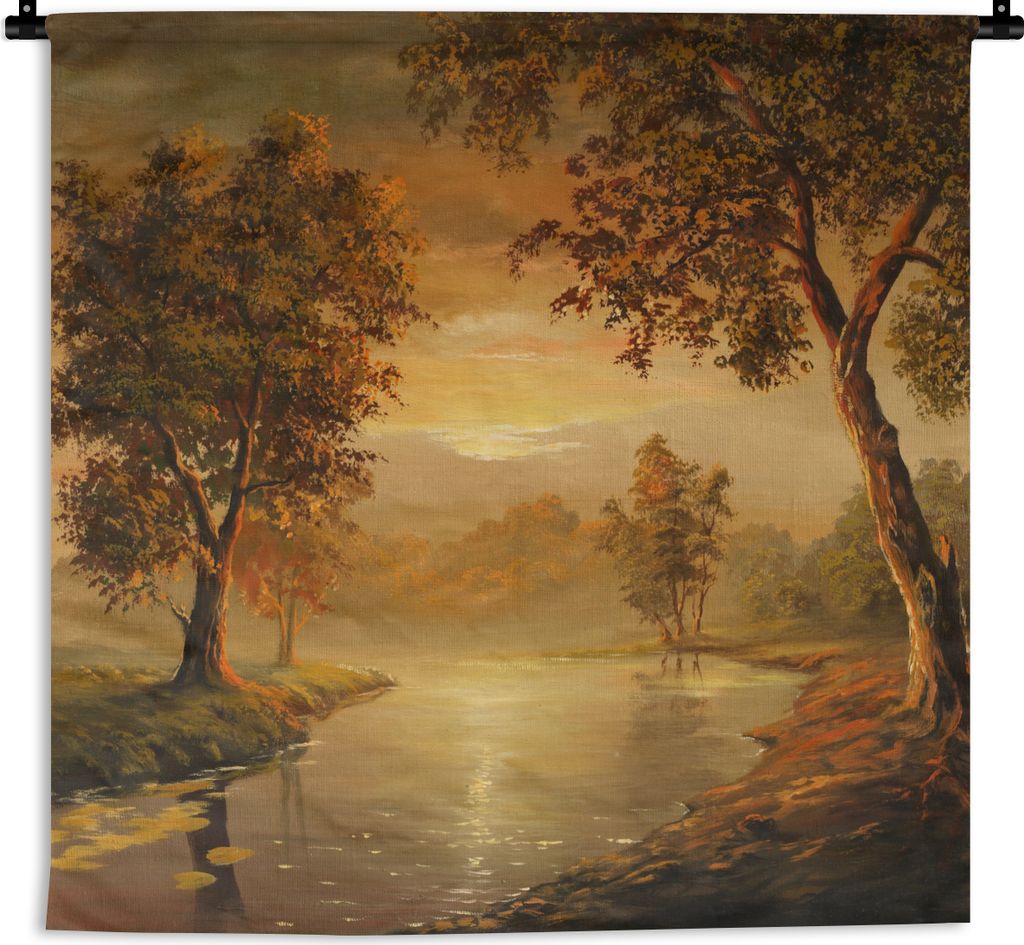 MuchoWow Wandteppich Wandbehang Herbst - Landschaft - Ölgemälde 150x150 cm Tapisserie Dekoration Wandtuch - Wohnaccessoires - Modernes