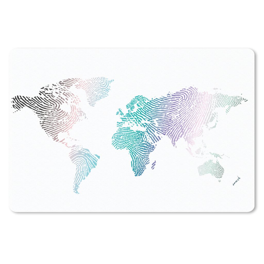 MuchoWow Schreibtischunterlage Weltkarte - Abstrakt - Farben - Kinder - Jungen - Mädchen 60x40 cm - XXL Mauspad - Großes Mauspad