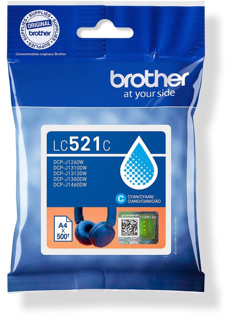 Brother LC521C, Cyan, 1 Stück(e), 500 Seiten, Einzelpackung Produktbild 