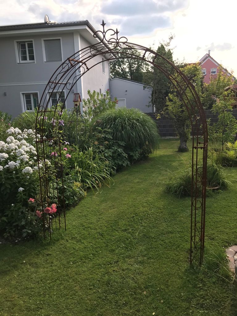 GardenAndPools Rosenbogen Paris Rund B-1,40 m Rost Pergola Metallrosenbogen Gartenbogen Rosensäule Rose Arches Arco da Giardino