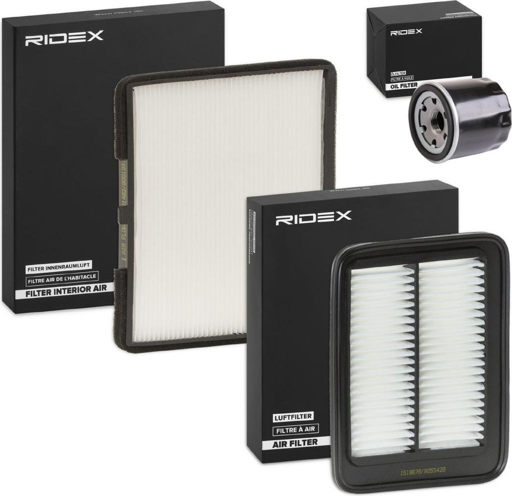 RIDEX Filterset Inspektionspaket Filtersatz für VW Golf V Schrägheck (1K1) für HYUNDAI i10 (PA) für TOYOTA RAV 4 III (ACA3, ACE, ALA3, GSA3, ZSA3)