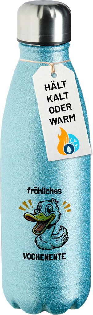 Huuraa Trinkflasche fröhliches Wochenente Ente Meme 500ml Blue Edelstahl Wasserflasche Trinkflasche Geschenkidee