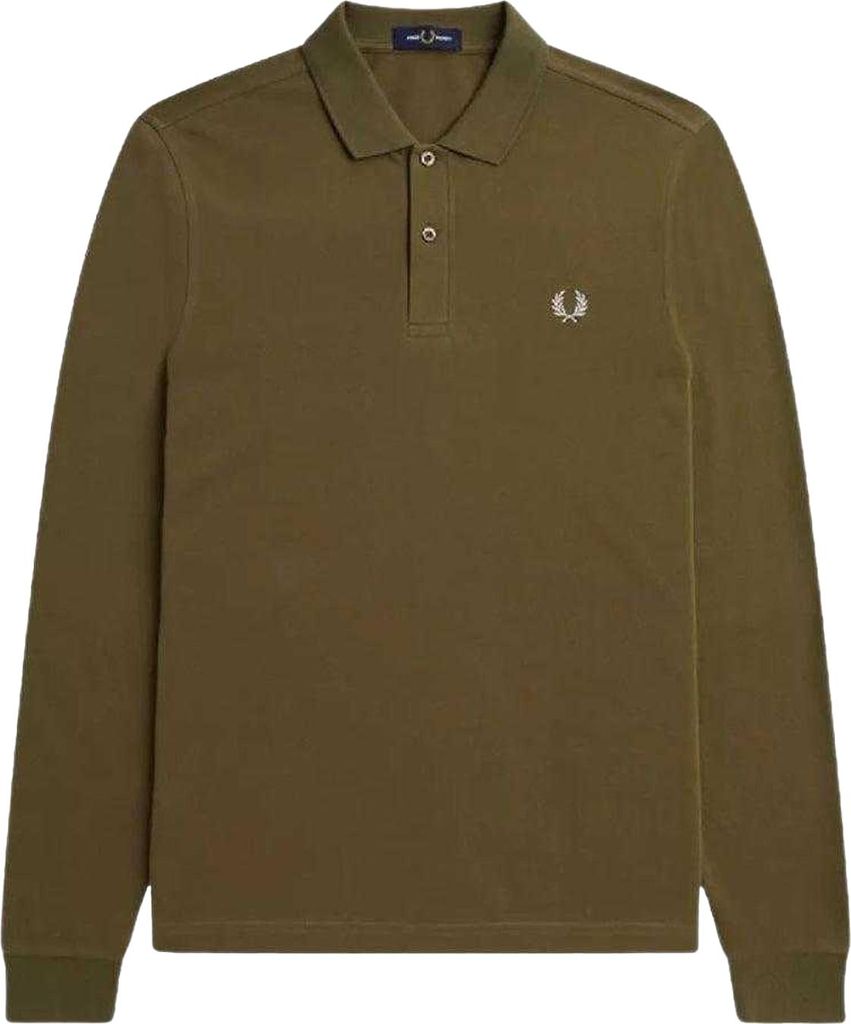 Fred Perry - Poloshirt für Herren/Damen Uni, Langärmlig SY331 (S) (Khakigrün)