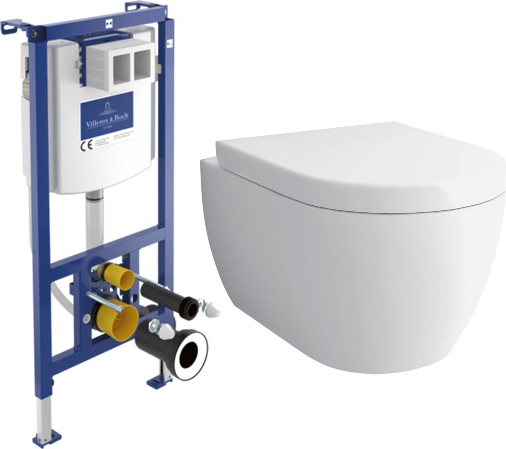 Alpenberger Spülrandloses Dusch WC Set mit ViConnect (Villeroy & Boch) Unterputz-Spülkasten | Wandhängende Toilette mit WC Sitz Softclose | Komp...
