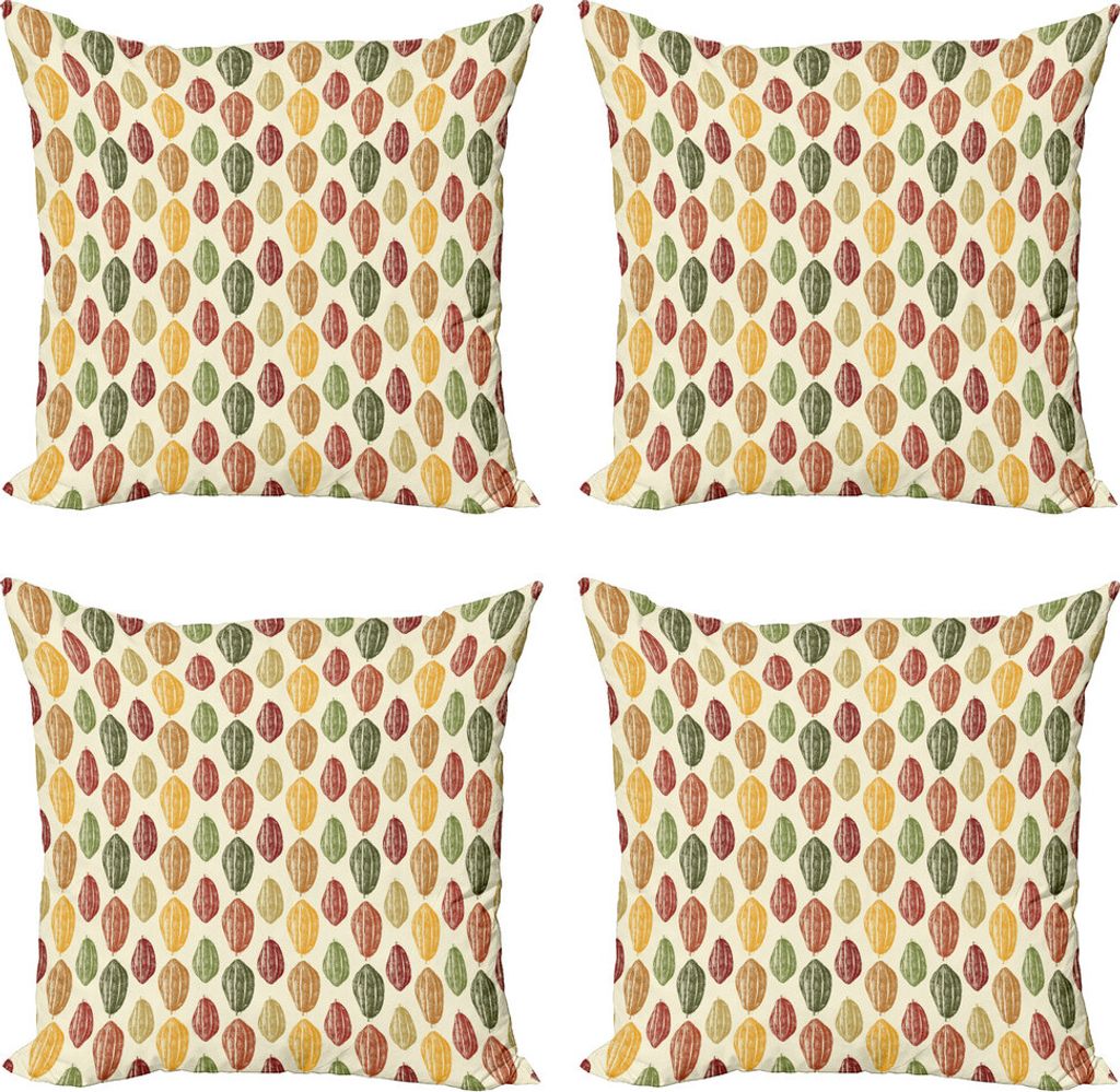 ABAKUHAUS Kakao Kissenbezug Set (4 Stück), Bunte Bohnen Vintage Style, Moderner Doppelseitiger Digitaldruck, 45 cm x 45 cm, Mehrfarbig