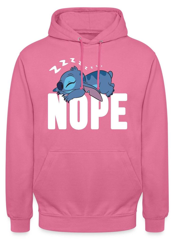 Lilo & Stitch | Schlafender Stitch Nope Uni Hoodie, XL, Pink