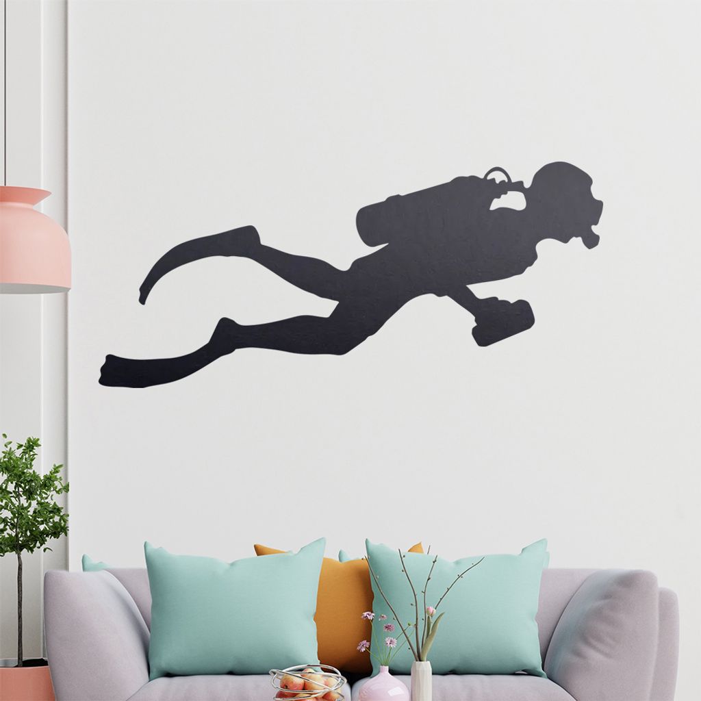 KIWISTAR Taucher Silhouette mit Druckluftflasche Wandtattoo in 6 Größen - Wandaufkleber Wall Sticker - Dekoration, Küche, Wohnzimmer, Schlafzimm...
