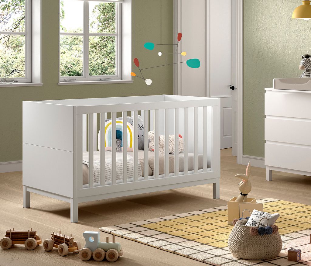 VIPACK - EVA Babybett 70x140 cm, umbaubar zum Juniorbett, m. Lattenrost, weiß lackiert