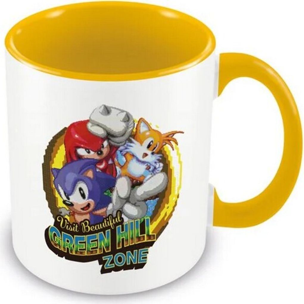 Sonic The Hedgehog - Kaffeebecher "Classic Trio Jump Through" PM5504 (Einheitsgröße) (Weiß/Gelb)