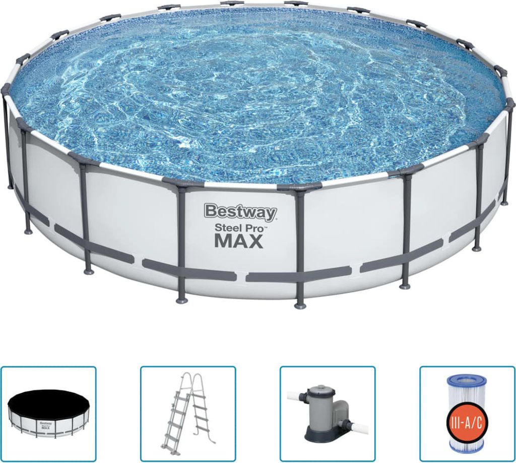 Möbel Bestway Steel Pro MAX Stahlrahmen-Pool-Set 549x122 cm - Poolzubehör 93106