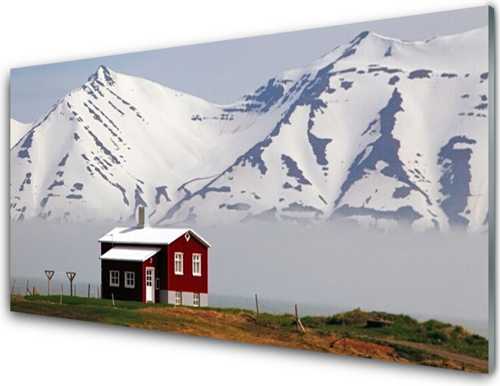 Acrylglasbilder 100x50 Wandbild Druck Gebirge Haus Landschaft