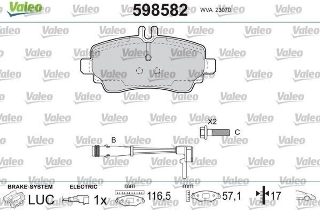 VALEO 598582 - OE 4144200220 Bremsbeläge, Vorne für Vaneo (414)