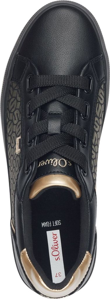 s.Oliver Damen Sneaker gemustert breite Schnürsenkel Soft Foam 5-23644-42, Größe:36 EU, Farbe:Schwarz
