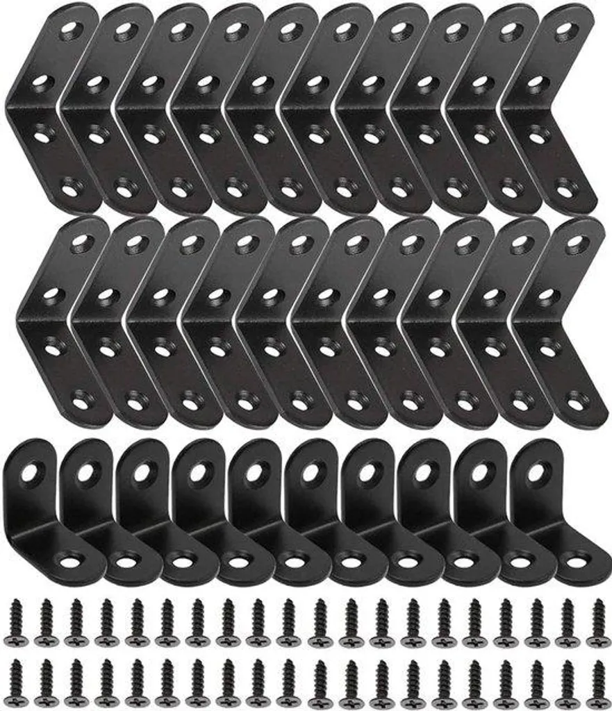 Équerres de Fixation en Métal de 90 Degrés - Kit de 30 Équerres de Coin