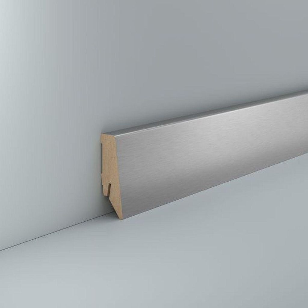 Sockelleiste MDF 18 x 58 mm Metallic Edelstahl Nachbildung Fußleiste
