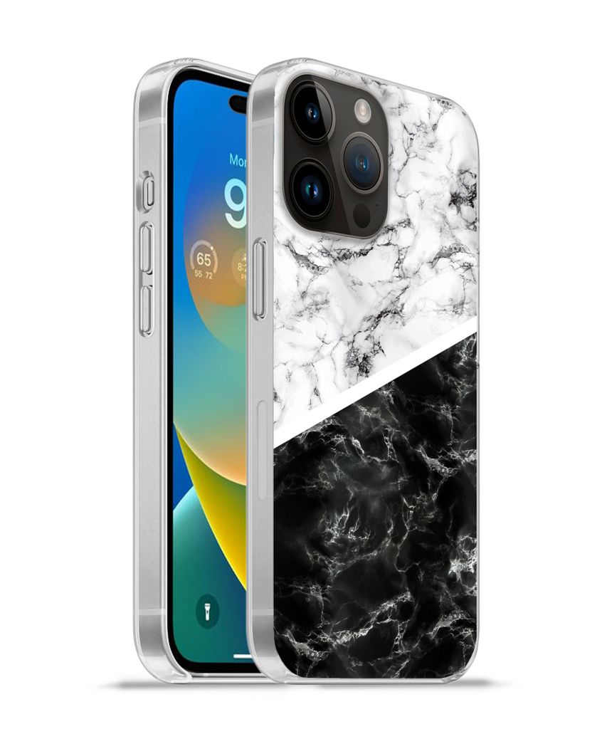MuchoWow Handyhülle Schutzhülle Hülle für Apple iPhone 14 Pro - Softcase Marmor - Chic - Collage Silikon Softcase Handy Hülle - Umschlag