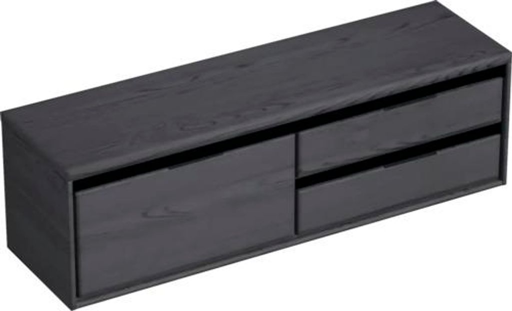 Waschtischunterschrank Sanox Loft BxHxT 160,2 x 48,6 cm x 45 cm Frontfarbe black oak mit Waschtischplatte 2 Auszüge rech