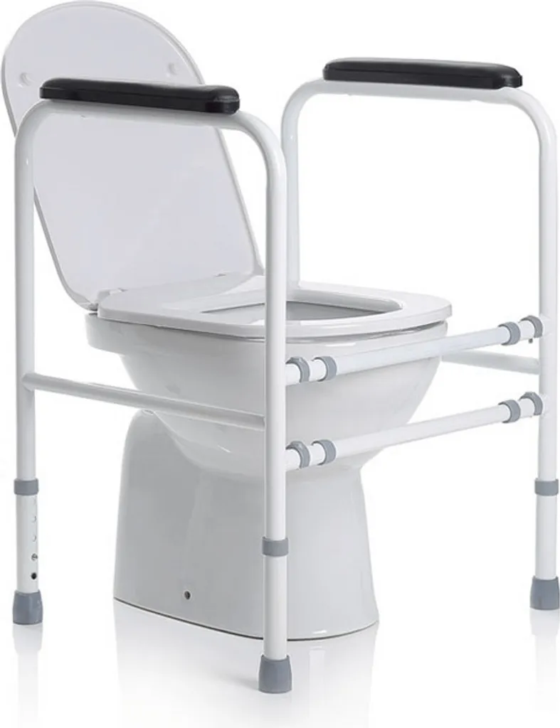 Cadre de toilettes de sécurité avec accoudoirs rembourrés et ajustables