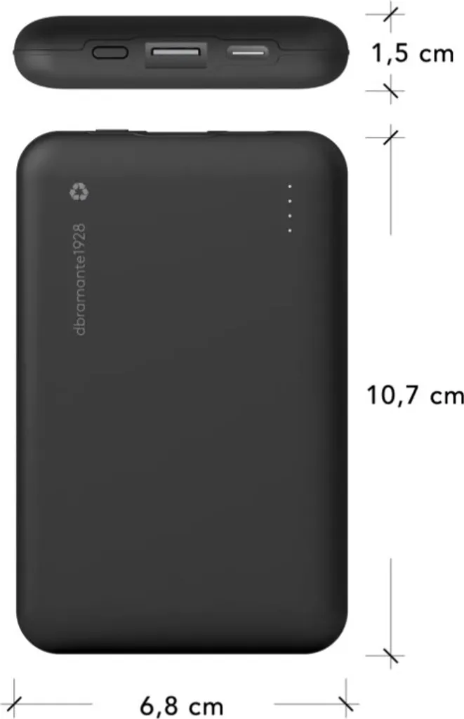 Batterie Externe 10000mAh dbramante1928 re-charge Power Bank Noire
