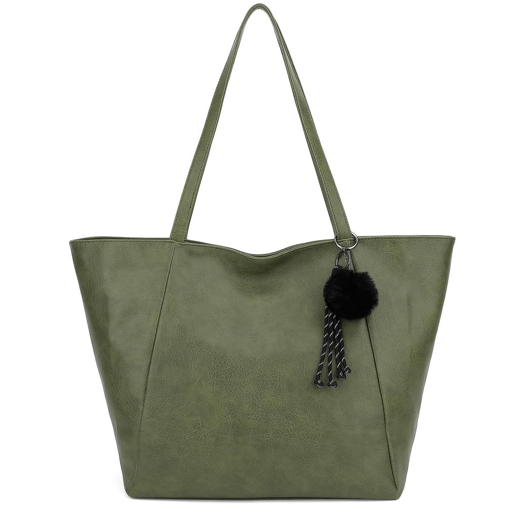 Schultertasche Magnetverschluss Umhängetasche Shopper Bag mit Reißverschluss, Mit Innentaschen, dekorative Anhänger für Arbeit Einkauf Reisen