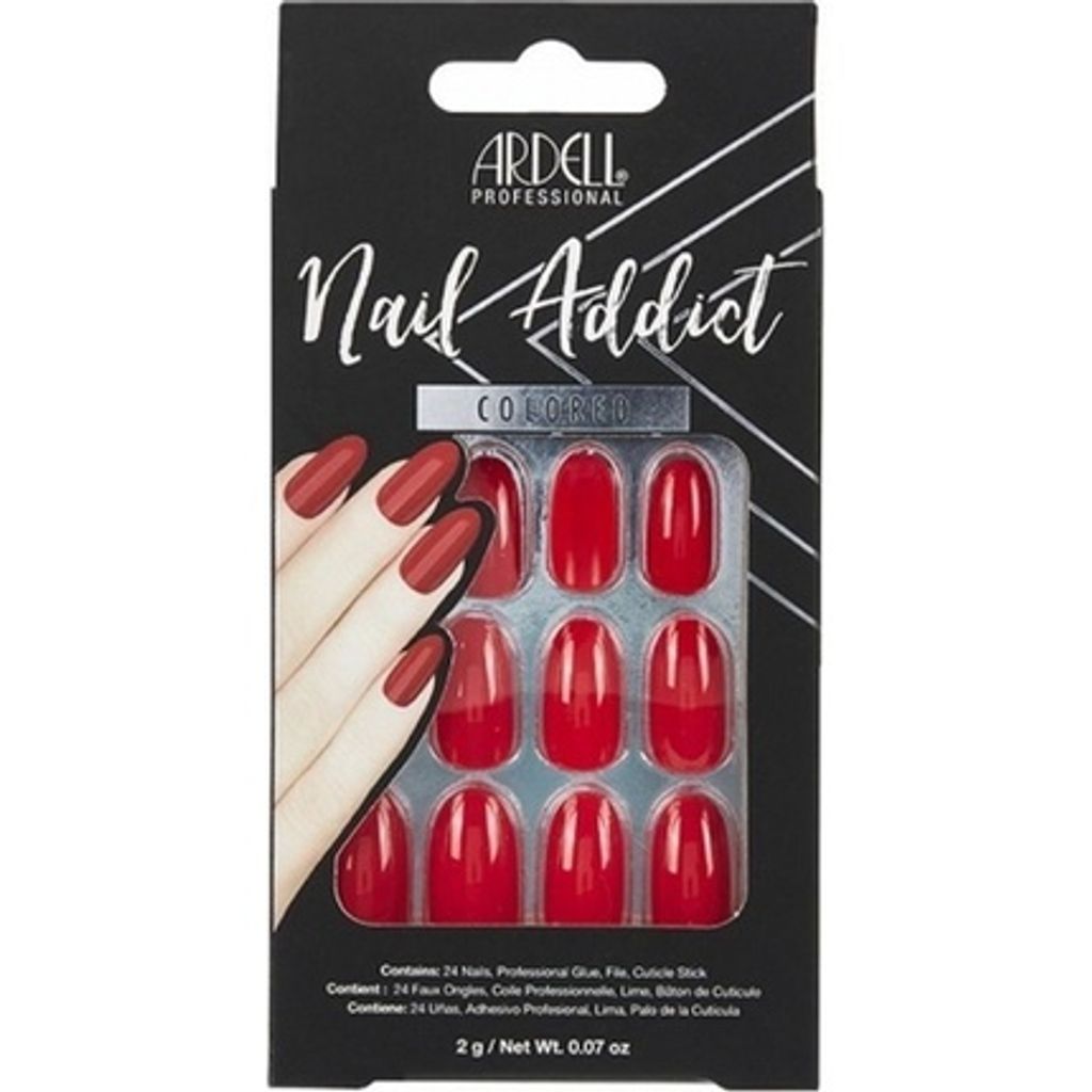 Ardell | 28 Tips - Künstliche Nägel - |Rot, Kirsche| - Größe L - Tips - Nagelkleber - Cherry Red - Komplettset