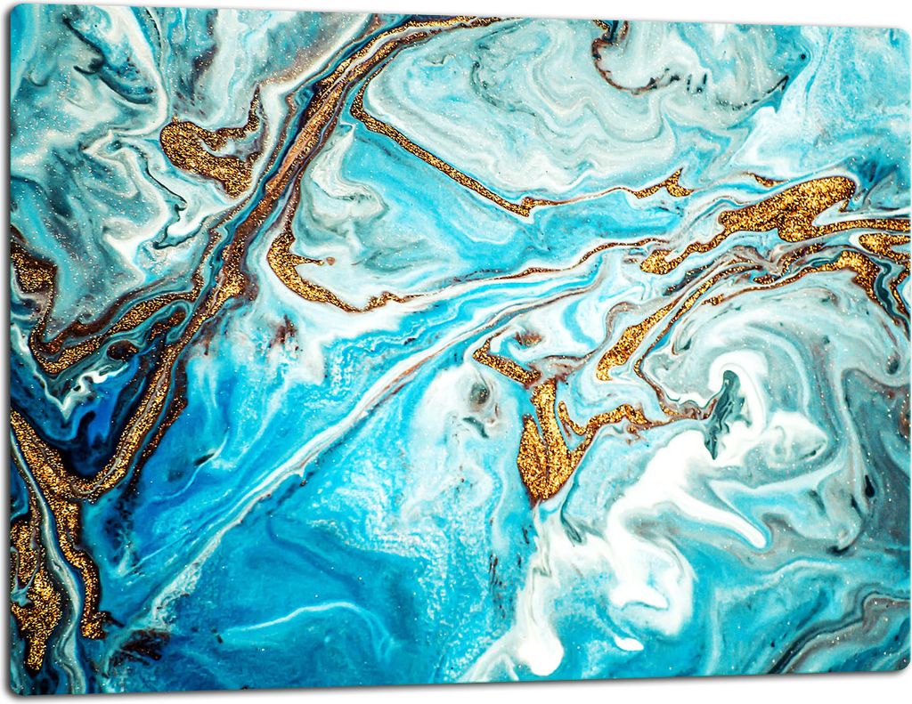 Glasschneidebrett Herdabdeckplatte Glaskeramikkochfeld Universal 52x40 cm Blau Marmor