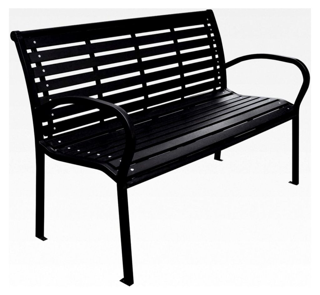 Gartenbank Parkbank Sitzbank Balkonbank Terrassenbank Gartenmöbel Schwarz 116cm Stahl WPC
