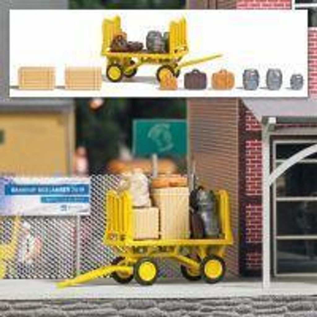 Busch 1646 Postkarren w/Luggage & Barrels Set