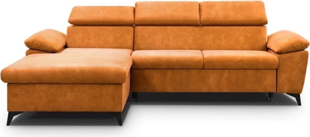 Ecksofa, Sofa mit Schlaffunktion, Bettzeugablage, modernes Ecksofa in L-Form, links oder rechts, Modernes Ecksofa - Rechts Ecksofa Lorin, Ginger (S...