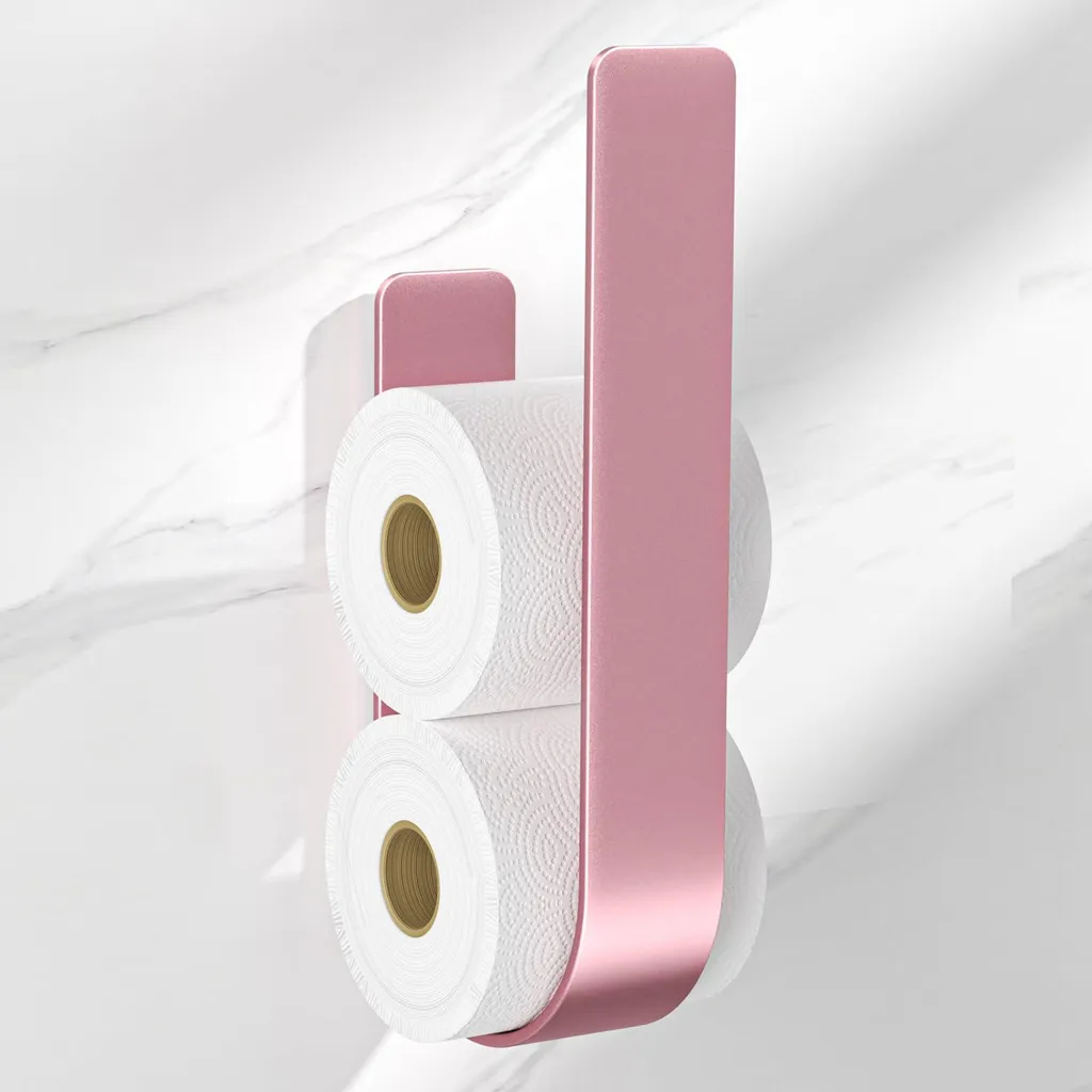Rangement papier toilette or rose adhésif pour petite salle de bain