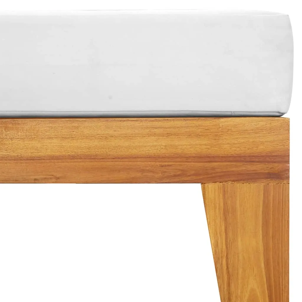 Poggiapiedi modulare con cuscini bianco-crema in legno massiccio di acacia - 5