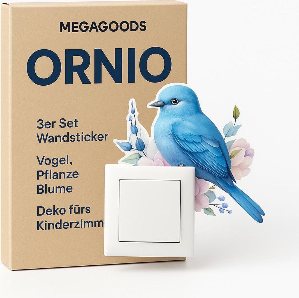 3er Set Wandsticker Vogel Pflanze Blume Deko fürs Kinderzimmer DE.