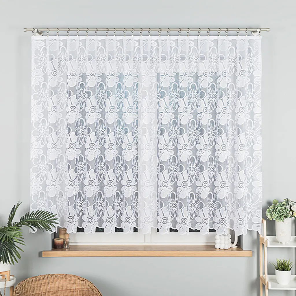 Tenda decorativa corta a motivi infradito PATRYCJA 150 bianco 300x150 cm MyBestHome