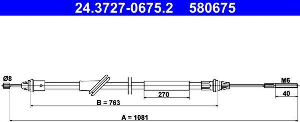 ATE 24.3727-0675.2 Seilzug, Handbremse OE 4660149 kompatibel mit Maverick