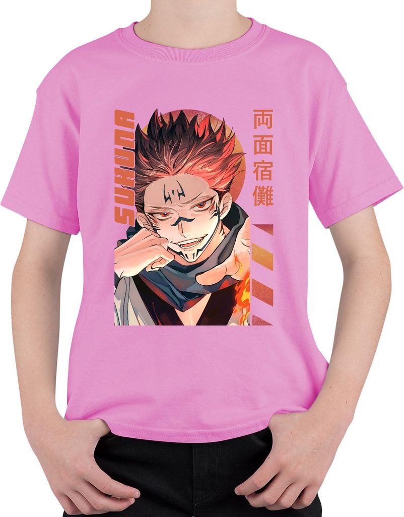 Sukuna Jujutsu Kaisen Ryomen Dämon Flamme Manga Anime Ästhetik Uni Kinder T-Shirt, Pink, 116