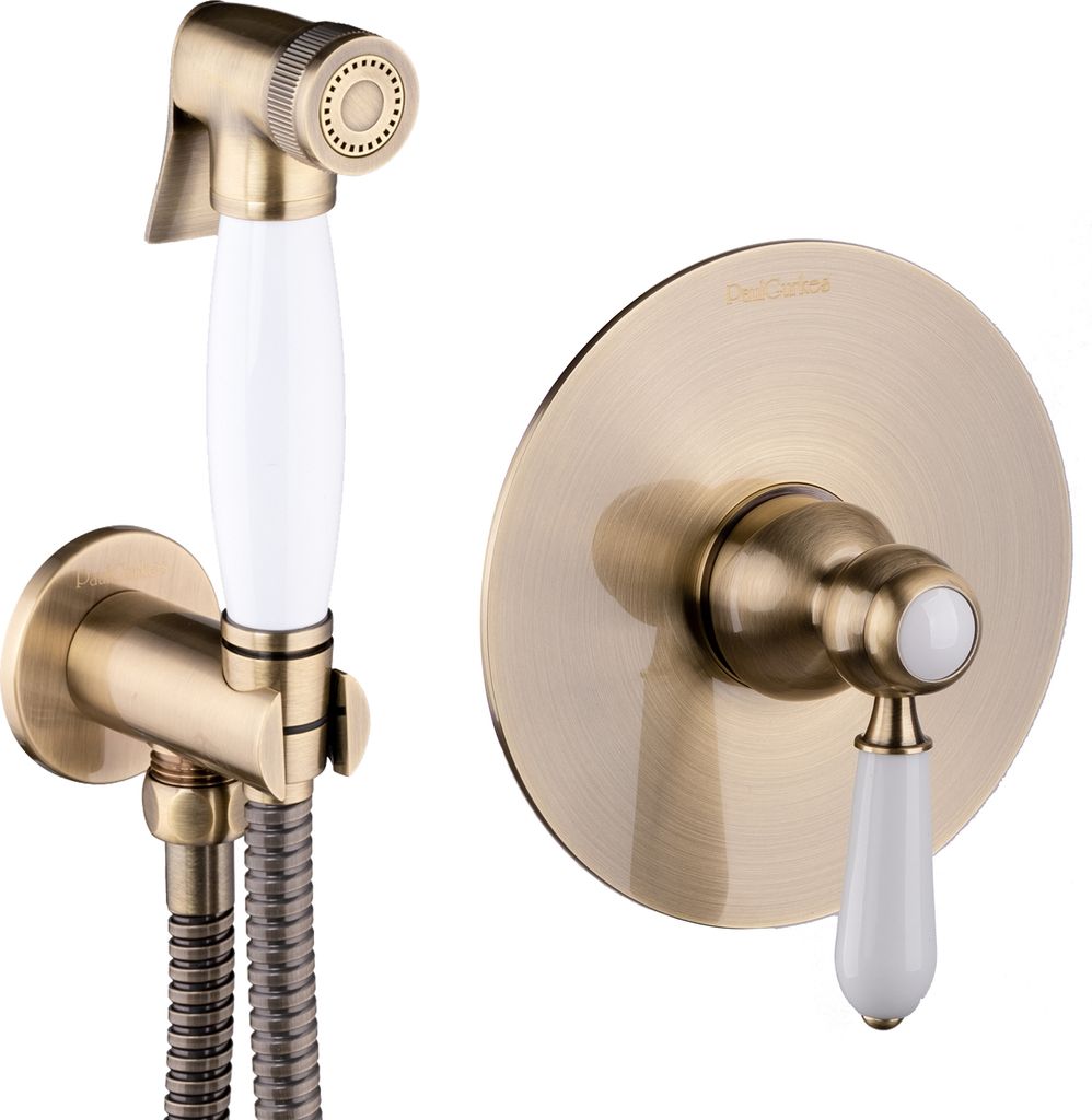 PaulGurkes Bidet-Unterputz Nostalgie Messing Gebürstet Retro Einhandmischer