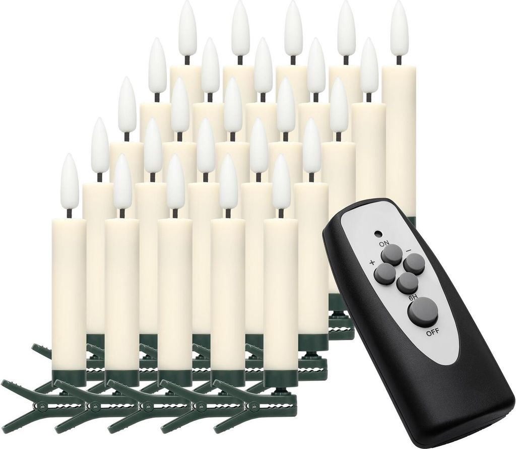 3D-Flamme Weihnachtsbaumkerzen | kabellose Weihnachtskerzen mit Fernbedienung | dimmbar | Timer | Baumkerze mit real Flame Modus | 11,5 cm (creme, ...