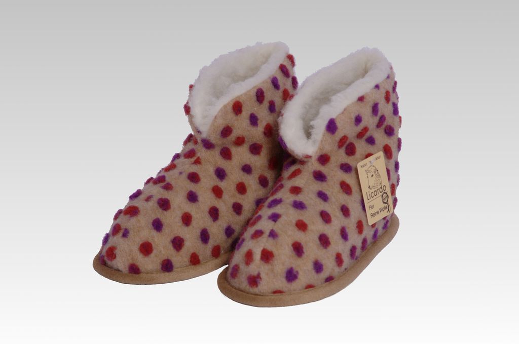 Heimschuhe Wolle Noppen beige beige